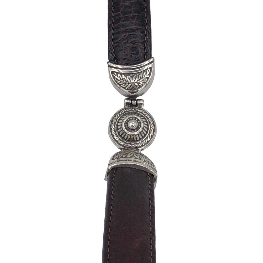 Brighton Woman M 30” Brown Leather Belt B10068 Silver Hardware 3 Sections - Picture 8 of 10